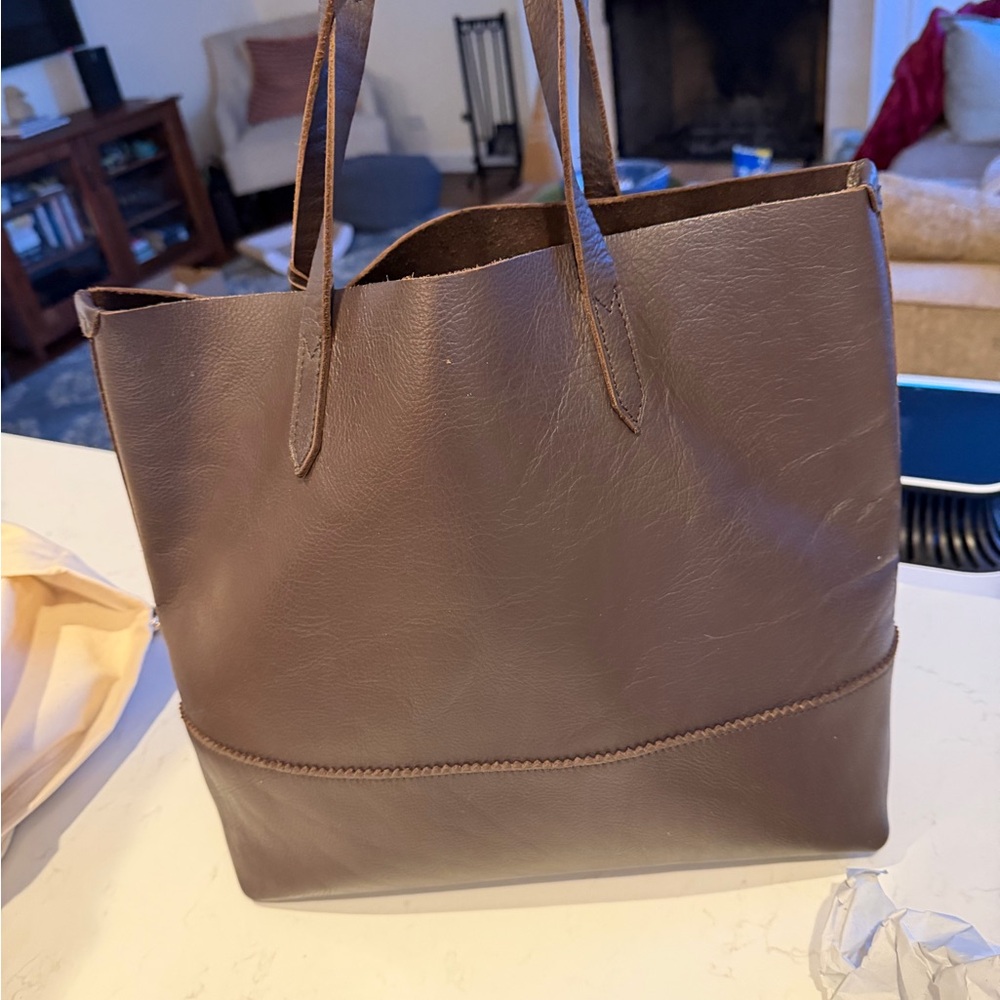 J. Crew Dark Brown Leather Heritage Tote Bag & Wallet